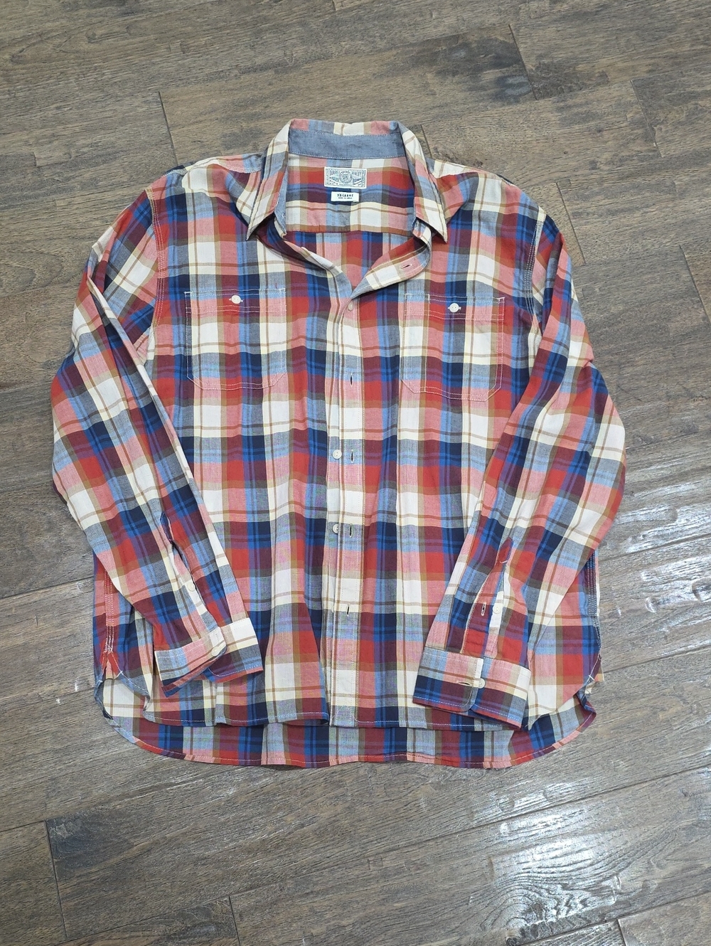 Lucky Brand Plaid Button-Down Shirt in Red, Blue & Cream
